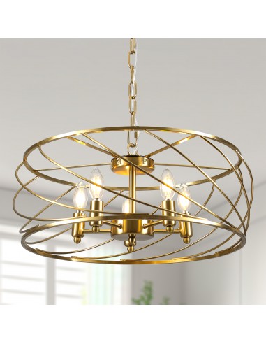 Oaks Aura 20" 5-Light Dimmable Adjustable Durm Chandelier