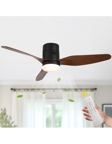 Oaks aura 46” Reversible 3-Blade Wood Ceiling Fan with LED Lights and Remote Control, 6-Speed Settings, Timer Function