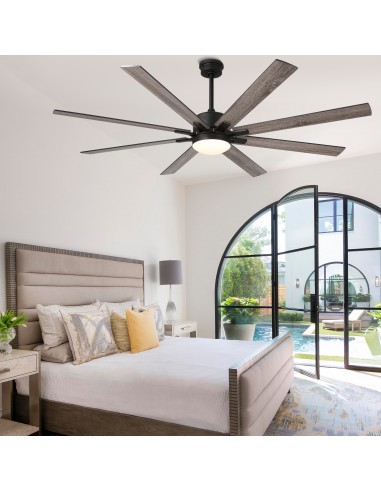 Oaks Aura 72” Reversible 8-Blade Ceiling Fan with LED Lights and Remote Control, 6-Speed, Timer, 3-Color, DC Motor