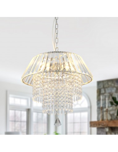 Oaks Aura 16” Crystal Chandelier Adjustable Height Pendant Light Fixture