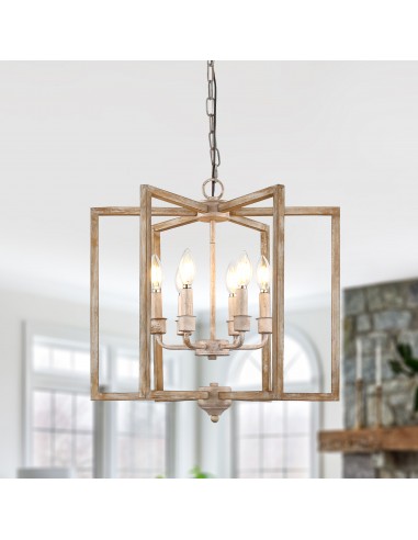 Oaks Aura 20” 6-Light Farmhouse Birdcage Chandelier Adjustable Height Pendant Light Fixture